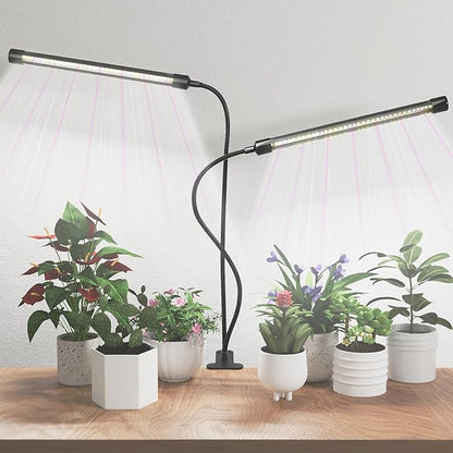 GHodec Grow Light,Full Spectrum White 84 LED Clip Plant Lights for Indoor Plants Growing, 4/8/12H Timer & 5 Dimmable Levels (80W)
