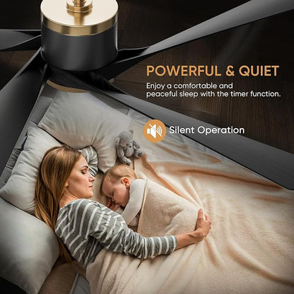 TXCSLY 52'' Ceiling Fans with Lights, Modern Ceiling Fan with Remote Control, Indoor Outdoor Ceiling Fan for Living Room, Bedroom, 5 Blade, 3 Color Temperature, Dimmable (Black & Gold)