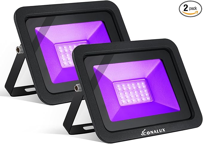 2 Pack 395nm 30W LED Black Light with Plug and Switch, 4.9ft Power Cord, IP66 Waterproof Blacklight is Used for Indoor or Outdoor Glow Party, Stage Lighting,Body Paint, Fluorescent Poster