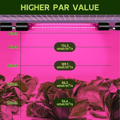 Hlite 16inch 2 Pack LED Grow Lights - Linkable Grow Lights for Indoor Plants, Full Spectrum Plant Lights Plug and Hanging Design with Auto On/Off Timer Hanging Grow Light from Seedling to Flowering