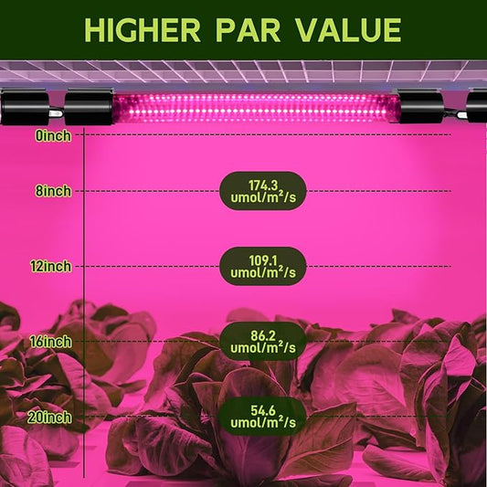 Hlite 16inch 2 Pack LED Grow Lights - Linkable Grow Lights for Indoor Plants, Full Spectrum Plant Lights Plug and Hanging Design with Auto On/Off Timer Hanging Grow Light from Seedling to Flowering
