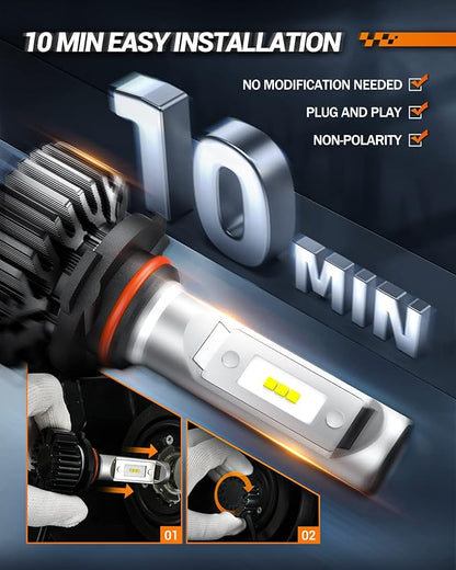 SEALIGHT 9005 H11 Fog Light Bulbs Combo with 1200 Feet High Visibility, 60,000LM Super Bright H11/H8 9005/HB3 Lights Bulbs, Plug and Play, Pack of 4
