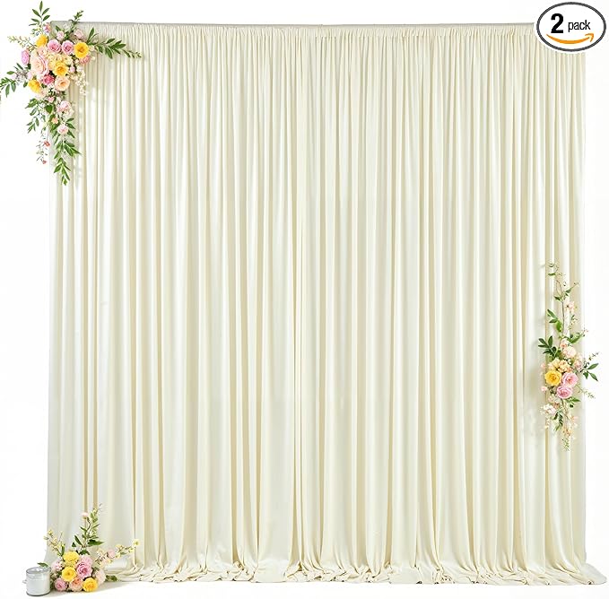 10x10ft Beige Backdrop Curtain for Wedding Parties Wrinkle Free Fabric Beige Drapes Backdrop Decoration for Baby Shower Birthday Photography Decoration 2 Panels, 5ft x 10ft