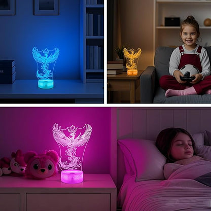 OkiyiD Phoenix Decor Gifts for Girl Women, Phoenix Night Light 3D Illusion Lamp with 16 Colors Remote Control, Phoenix Rising for Bedroom Decor Birthday Xmas Gifts