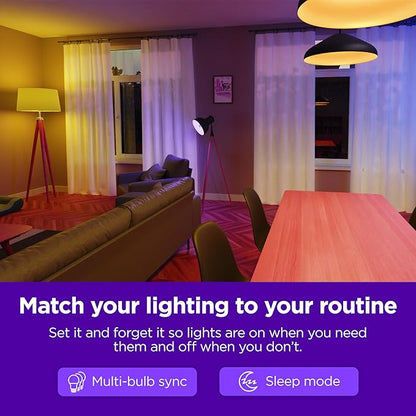 Roku Smart Light Bulbs (Color, 2-Pack) - Dimmable A19 Color Lightbulbs with Adjustable Brightness & Temperature - WiFi Smart Bulbs Works with Roku Voice, Alexa & Google Assistant - Smart Home Products