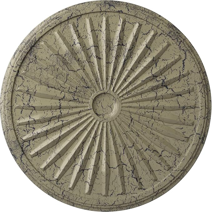 Ekena Millwork CM33LECSC 33-1/8" x 3-1/2" x 1-3/8" Leandros Ceiling Medallion, Castle Stone Crackle