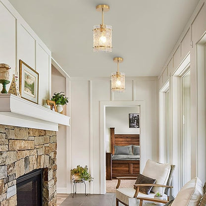 Gold Pendant Lights Kitchen Island, Water Ripple Round Pendant Lights Adjustable Modern Hanging Pendant Light Fixtures for Kitchen Island Dining Room Above Sink Foyer Entryway 2 Pack