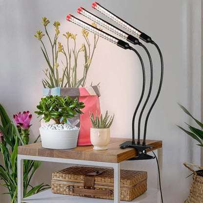 Gamechanger! 27 Watt Power Draw, NO Need Adapter, FECiDA 2026 3Head Clip Grow Lights for Seed Starting, Bonsai, Small Indoor Plants, Enough Bright Like Sun, 4/8/12/16/20H Timer