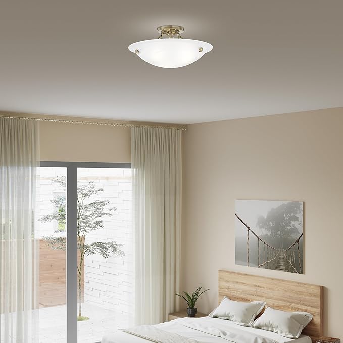 Livex Lighting 4273-01 Oasis 3-Light Ceiling Mount, Antique Brass
