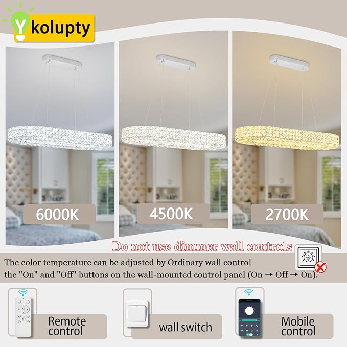ykolupty Modern Crystal Chandelier, Dia 40" Rectangular Chandelier for Dining Room,Chrome Rectangle Crystal Ceiling Light Luxury Oval Chandeliers for Living Room Kitchen Island