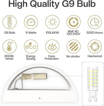White Aluminum Modern LED Wall Sconce Indoor Wall Lights 1 Pack Hardwired Up and Down Wall Mount Light for Living Room Bedroom Corridor Hallway Conservatory Cool White 6000K(with G9 Bulbs)