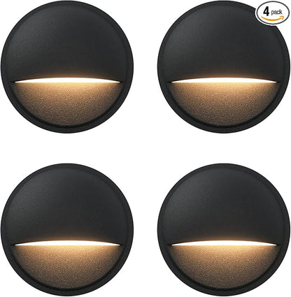GKOLED Low Voltage LED Deck Lights, Landscape Step Stair Railing Light with 2W Integrated LED Chips, Die-cast Aluminum 12V AC/DC Accent Lighting Fixtures with Black Powder Coated Finish (4-Pack)