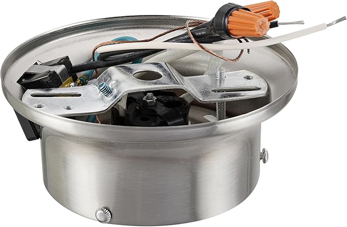 Aspen Creative 22103-09-1, Flush Mount Ceiling Fixture Shade Holder Kit with Outlet in Brushed Nickel Finish 3-5/8" Fitter, 4-3/4" Diameter x 2" Height