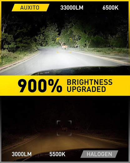 AUXITO H13/9008 Fog Bulbs, 900% Ultra Bright White, 360° Illumination, Long Lasting Durability, Easy Installation, Pack of 2