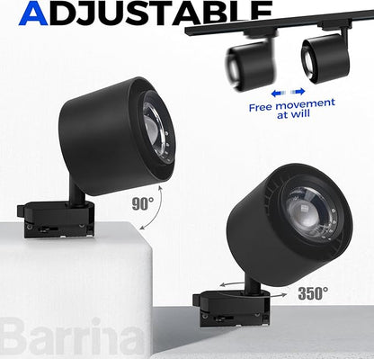 Barrina TR40c Track Grow Light System for Indoor Plants, 3 x 40W Heads, 5000K Full Spectrum Ceiling Grow Spotlight with 15°-60° Adjustable Beam Angle for Greenhouse with Timer, Black H-Type Rail