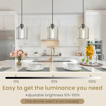 Crystal Pendant Light Kitchen Island: 5.1" Vintage Brass Hanging Lights above Dining Table - Modern Crystals Lighting over Kitchen Sink - Luxury Black Cylinder Pendants Light Fixtures Bulbs Included