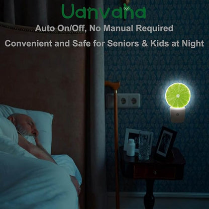 Lime Lemon Night Light Tropical Fruit Summer Juice Plug-in Night Lights with Dusk-to-Dawn Sensor Sleep Friendly LED Lighting for Women/Girls/Boys for Bedroom Bathroom Living Room