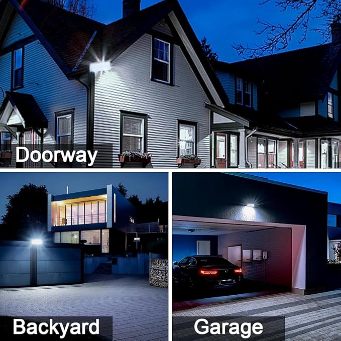 50W Flood Light Outdoor, 4 Pack 5000 Lumens LED Flood Light, 6500K Super Bright Plug in Outdoor Lights, IP66 Waterproof Work Light Exterior Security Lights for Garden, Yard, Garage, Playground