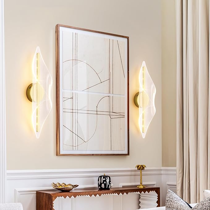 Gold Wall Sconce Modern Wall Lighting LED Dimmable Wall Lamp for Living Room Hallway Bathroom Bedroom 22.4In