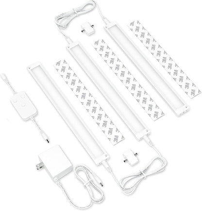 EShine 3 Pack 12 inch White Smart Dimmable LED Under Cabinet Lighting Kit Compatible with Alexa, Google - Warm White (3000K)