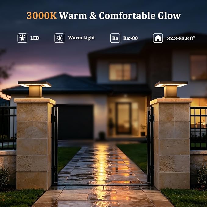 Outdoor Post Lights Modern 3000K LED Column Caps Lights Waterproof Outside Housing Pillar Lights Hard Wired Landscape Pathway Lamp Fence Deck Caps Lanterns For Gate Mailbox Pier Pedestal Lighting