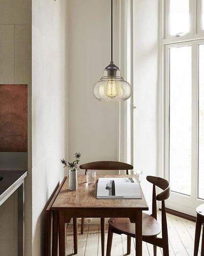 ELYONA 8 Inch Pendant Light Fixtures Seeded Bubble Glass Hanging Light Industrial Pendant Lighting for Kitchen Island Farmhouse Bar Bathroom Dining Room Oil Rubbed Bronze Finish