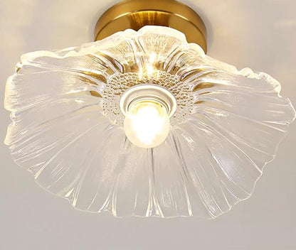 Chandelier, Flush Mount Ceiling Light, Clear Glass Shade Light Fixture, 1 Light Lighting Fixture for Bedroom,Dining Room,Kitchen, Hallway (Clear 4111CL)