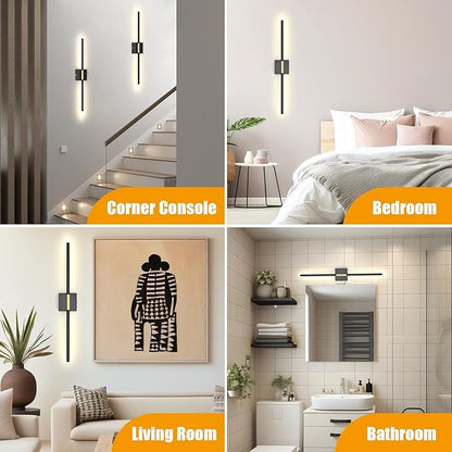 Battery Operated Wall Sconces Set of 2 Rechargeable LED Wall Lights, Dimmable 3000K-6500K, Battery Sconces Wall Decor for Bedroom Living Room Hallway