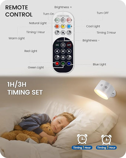Battery Operated Wall Sconces 4 Pack, Rechargeable Wall Sconce with Remote Control, 3 Color Temp & 3 RGB & Dimmable, Cordless Wall Mount Llight for Hallway, Bedroom, White W02YBP406