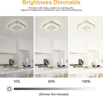 Square Flush Mount Dimmable Light Fixtures - 11IN Kitchen, Bathroom, Living Room, Bedroom, Hallway Ceiling Lights