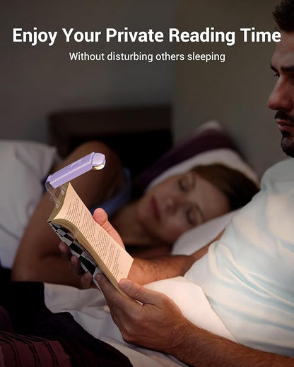 DEWENWILS USB Rechargeable Book Light for Reading in Bed, Clip-on LED Reading Lamps Portable Bookmark Lights for Kids, Book Lovers, Warm White, Brightness Adjustable for Eye Protection (Purple)