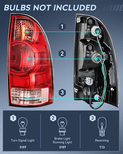 Nilight Taillight Assembly Compatible with Toyota Tacoma 2005 2006 2007 2008 2009 2010 2011 2012 2013 2014 2015 Rear Tail Light Lamp Replacement OE Style Passenger Side