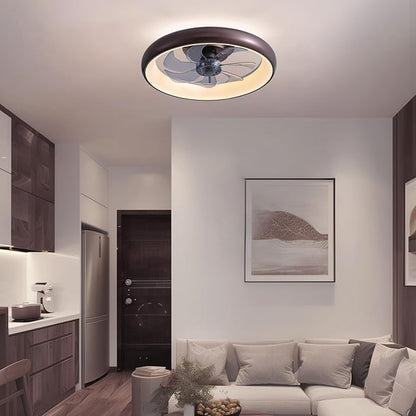 LUDOMIDE Ceiling Fan with Lights and Remote, 20'' Low Profile Flush Mount, 6 Wind Speeds, Modern Dimmable LED, Smart for Bedroom, Kids Room