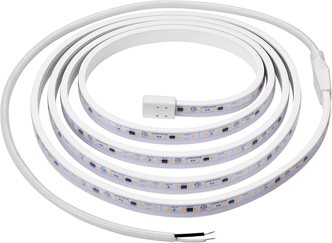 Maxxima 96 in. Hardwired LED Under Cabinet Strip Light, 3680 Lumens, 3000K Warm White, Kitchen and Living Room 120V White Cove Lighting, No Power Supply Needed