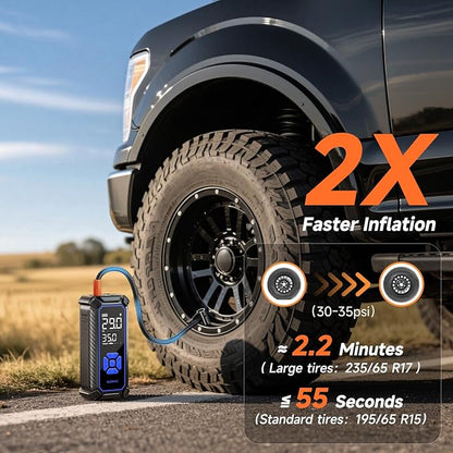 OlarHike Tire Inflator Portable Air Compressor, Dual Power - 6000mAh & 12V DC, Cordless Air Pump for Car Tires, Bikes, Motorcycle, Balls with LED & Digital Pressure Gauge, Auto Shut-off