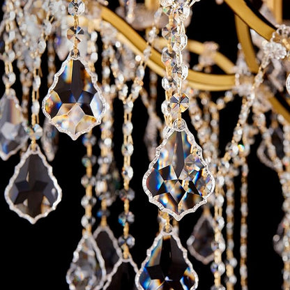 42 Lights Large Crystal Chandeliers for High Ceilings Brass Maria Theresa Chandelier Light Fixture Modern Chandelier for Foyer Hallway Entryway Staircase 75" H x 49.2" D