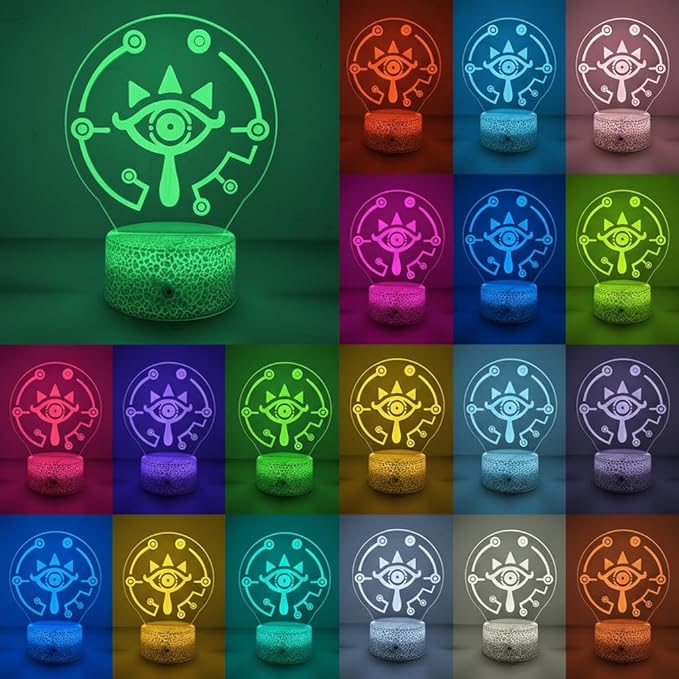3D Night Light, 16 Color Changing Cartoon USB Desk Lamp, Crest of Hyrule Illusion Lighting with Remote Control for Home Decor Gift for Kids. (3)