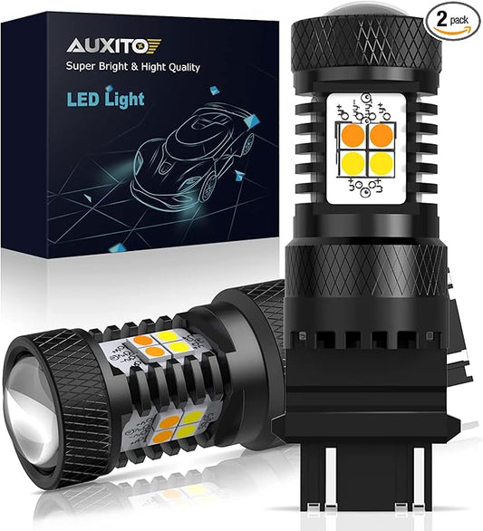 AUXITO 3157 Switchback LED Turn Signal Bulbs, 3157 LED Bulb White and Amber Dual Color 3057 3457 4157 LED Bulbs with 3030 Chipsets for Turn Signal Lights Parking Lights Tail Lights, (Pack of 2)