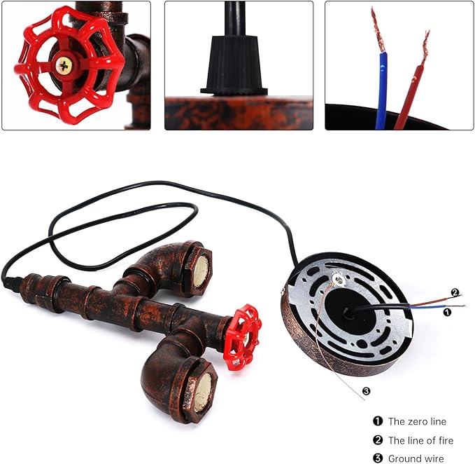 Kawell Vintage Pendant Light Fixtures Industrial Retro Ceiling Chandelier Creative Water Pipe Hanging Light Fixtures Art Deco Iron E26 60W Max for Bedroom Cafe Bar Restaurant Kitchen, Rust Color