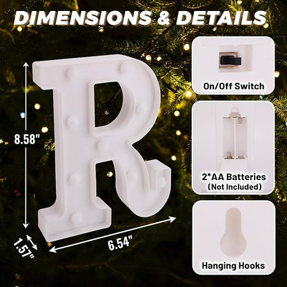 LED Light Up Marquee Letters, Battery Powered Decorative LED Letter Lights, Alphabet Light Up Letters for Wedding Birthday Party,Holiday Lamp or Home Bar Decoration (Letter R)