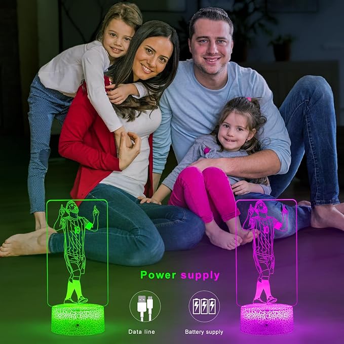 Argentina Soccer Player #10 3D Illsuion Lamp for Boys,16 Colors Changing Dimmable with Night Light，Football Fans Children's Day Gift，Football Fans for Children's Room Decoration (02)