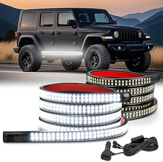 Nilight 2PCS 70 Inch Emergency Strobe Light Strip 1125 LED Running Board Lights White Flexible Side Flashing Warning Caution Safety Waterproof for Truck Construction Vehicles Pickup