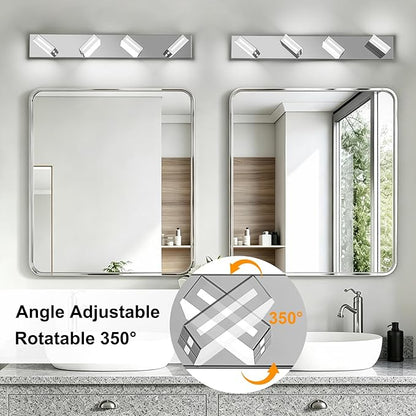 LED Modern Bathroom Light Fixtures, 4-Light 30-Inch Dimmable 5CCT Adjustable Chrome Vanity Lights for Bathroom Lighting Fixtures Over Mirror, 350° Rotatable Wall Lamp