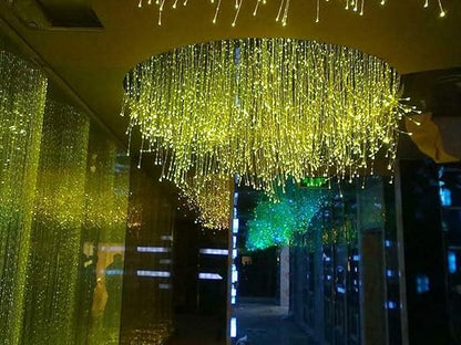 AZIMOM 50pcs PMMA Plastic Flash Point Fiber Optic Strands Light Side Glow Curtain Waterfall Optical 0.04in 6.5ft Fiber Cables for LED Light Engine Driver Source