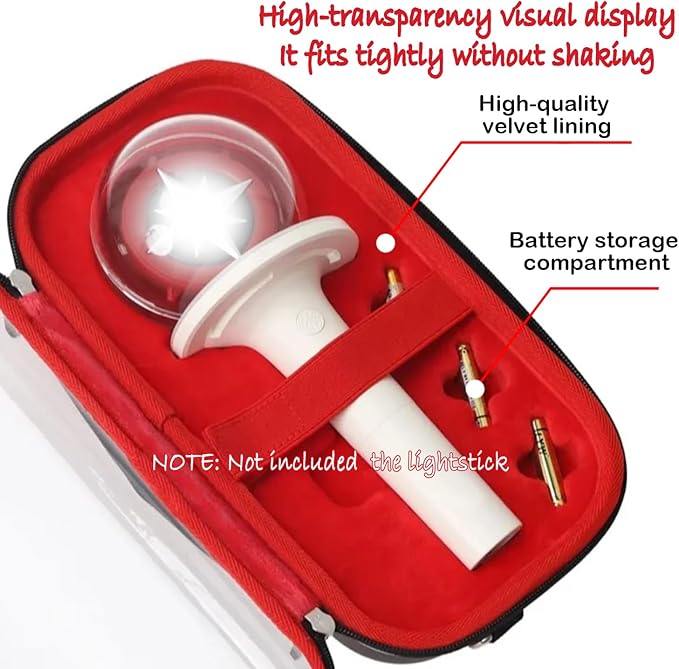 Case for Strays Lightstick - Clear Travel Carrying Storage Bag Holder for Ver.1 / Ver.2 Light Stick - Crossbody Protective Cover Merch for K-pop Fans Gift (Red)