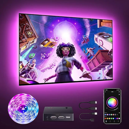 Nexillumi HDMI LED Lights for TV, 32.8ft TV LED Backlight for 70-100 Inch, RGB LED Strip Lights Behind TV, APP Remote Control Music Sync TV Led Lights for Bedroom