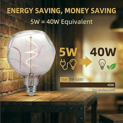 G125 Large Globe Dimmable LED Edison Bulb,2700K Soft White,Clear Glass,Vintage Oversized Alien Shape E26 Light Bulb,5watt 400LM Giant Big Edison Bulbs For Bedroom Living Room Pendant Table Lamp 1Pack