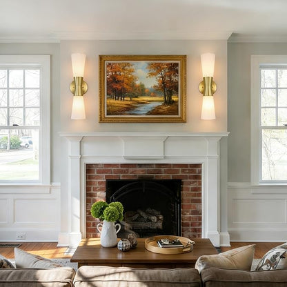 Wall Sconces Set of 2 for Bathroom, Modern Indoor Vanity Light Fixtures 17", Up Down Lighting, Wall Mount Lamp for Living Room Bedroom Hallway Stairway Fireplace Mirror E26 Base 2PC White&Gold