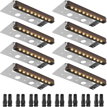VEVOR LED Hardscape Lighting, 6.8 Inch Retaining Wall Lights, 3W 12V-24V AC/DC Low Voltage Paver Light, IP68 Waterproof Outdoor Step Lights, 3000K Swivel Hardscape with Connectors (8 Pack Soft White)