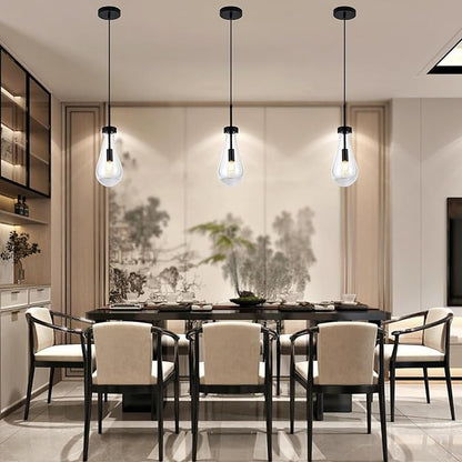 Black Raindrop Pendant Lights, Teardrop Pendant Light, Black Kitchen Island Pendant Lighting, 1-Light Interior Pendant Light in The Kitchen Island Living Room Bedroom Bathroom, Dining Room,Hallway
